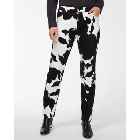 Chico’s So Slimming Girlfriend Slim Leg Ankle Jeans‎ Black White Size 12 - Picture 1 of 9